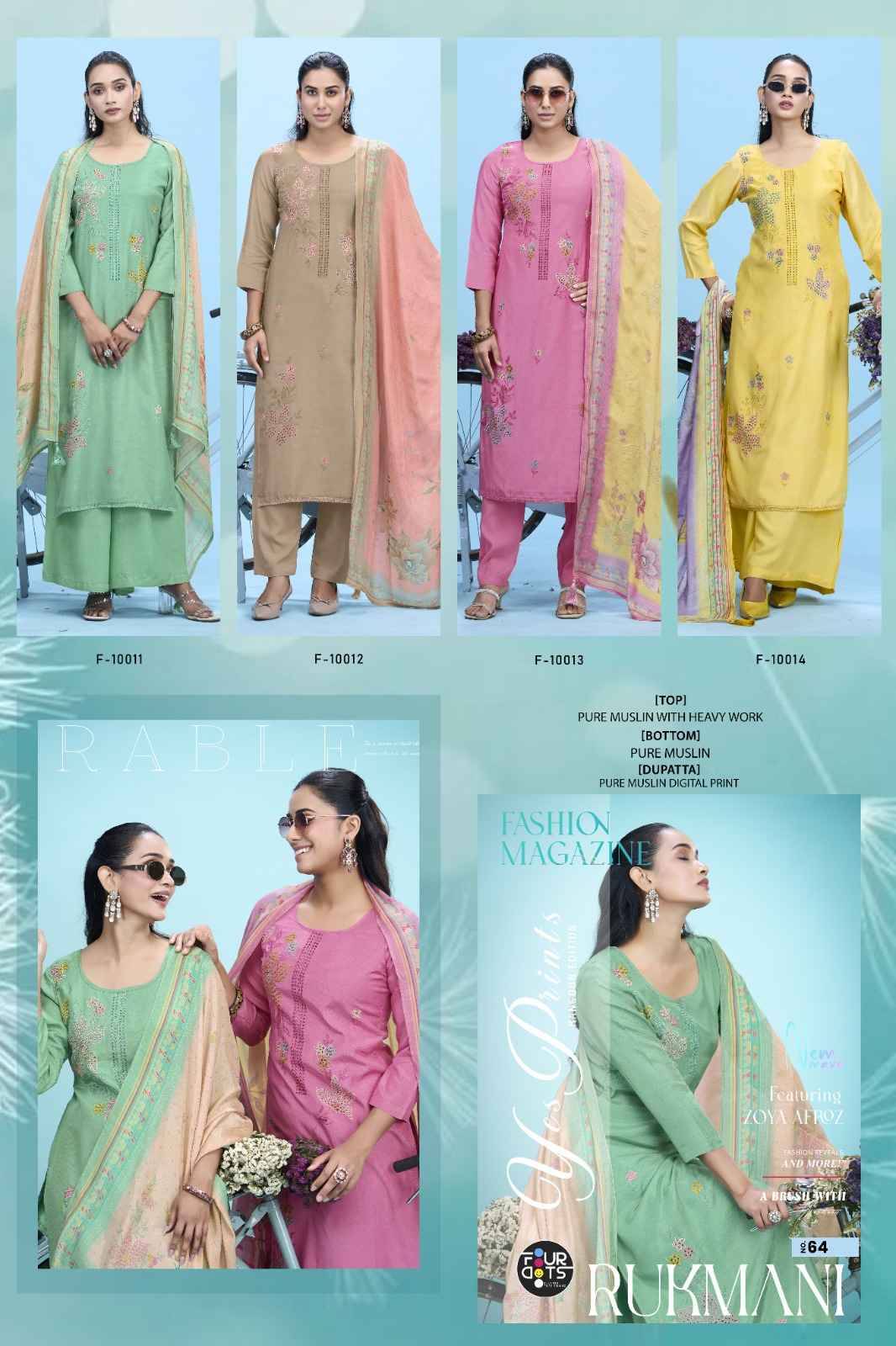 Rukmani By Rangoon 10011 to 10014 Series Beautiful Suits Colorful Stylish Fancy Casual Wear & Ethnic Wear Fancy Dresses At Wholesale Price
